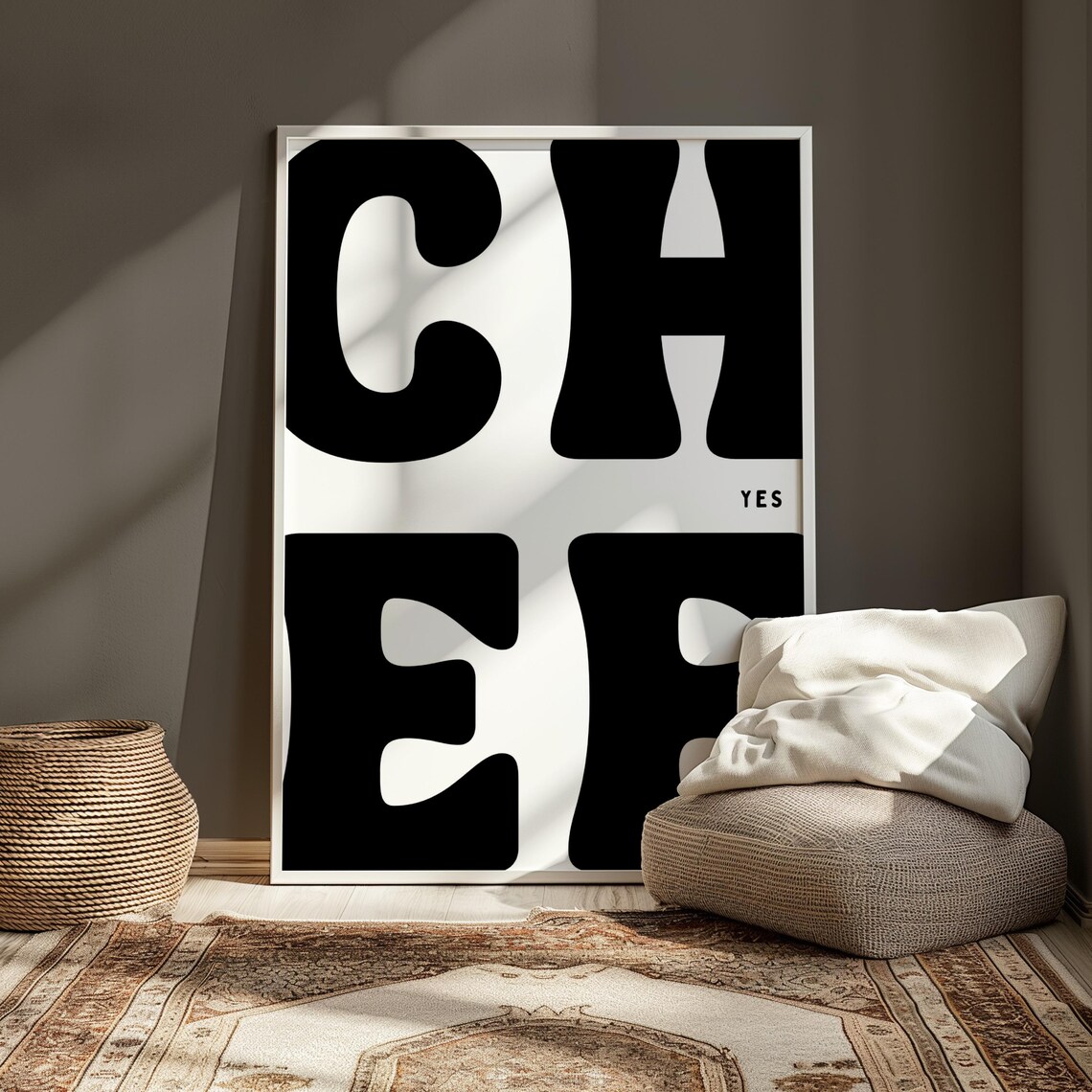 Yes Chef Wall Art Print Kitchen Wall Art Yes Chef Typography Print Kitchen Art Kitchen Typography Print Trendy Print - Image 4
