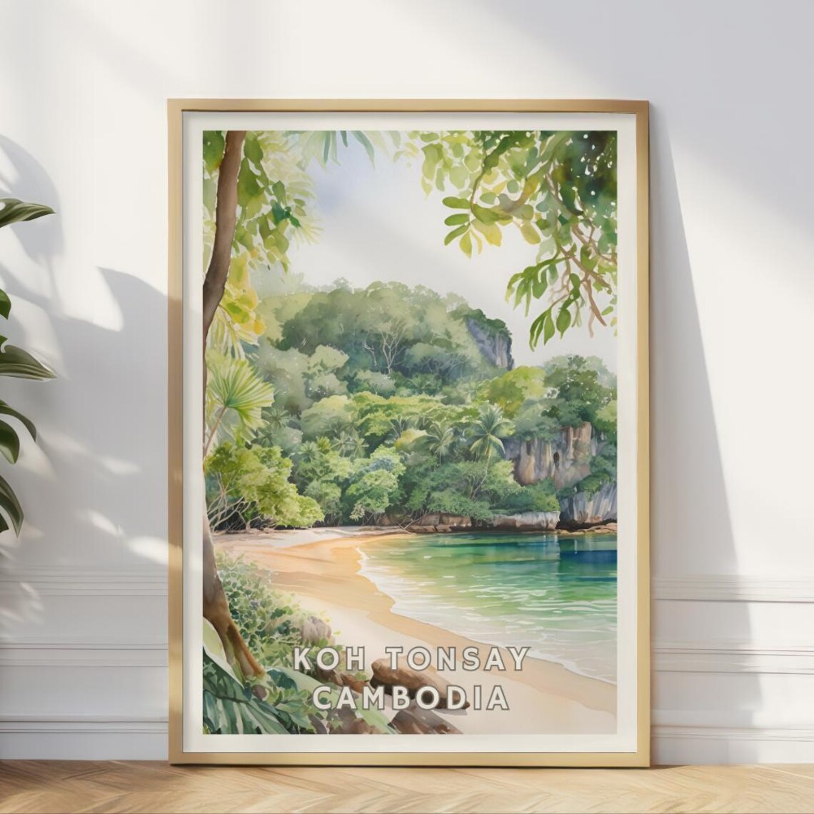 Koh Tonsay Cambodia, Tropical Beach Travel Poster - Image 3