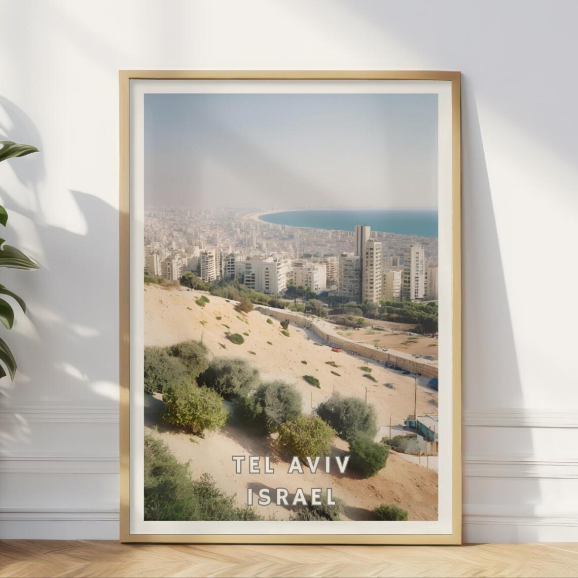Tel Aviv Israel Travel Poster, Mediterranean Cityscape