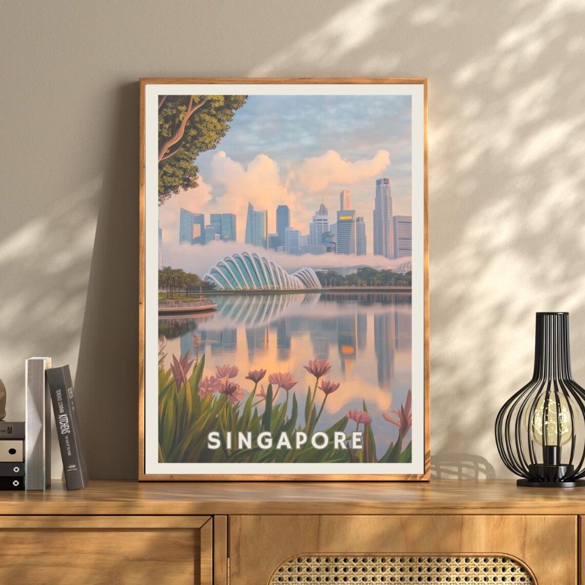 Singapore Skyline And Gardens By The Bay Travel Poster - Image 3