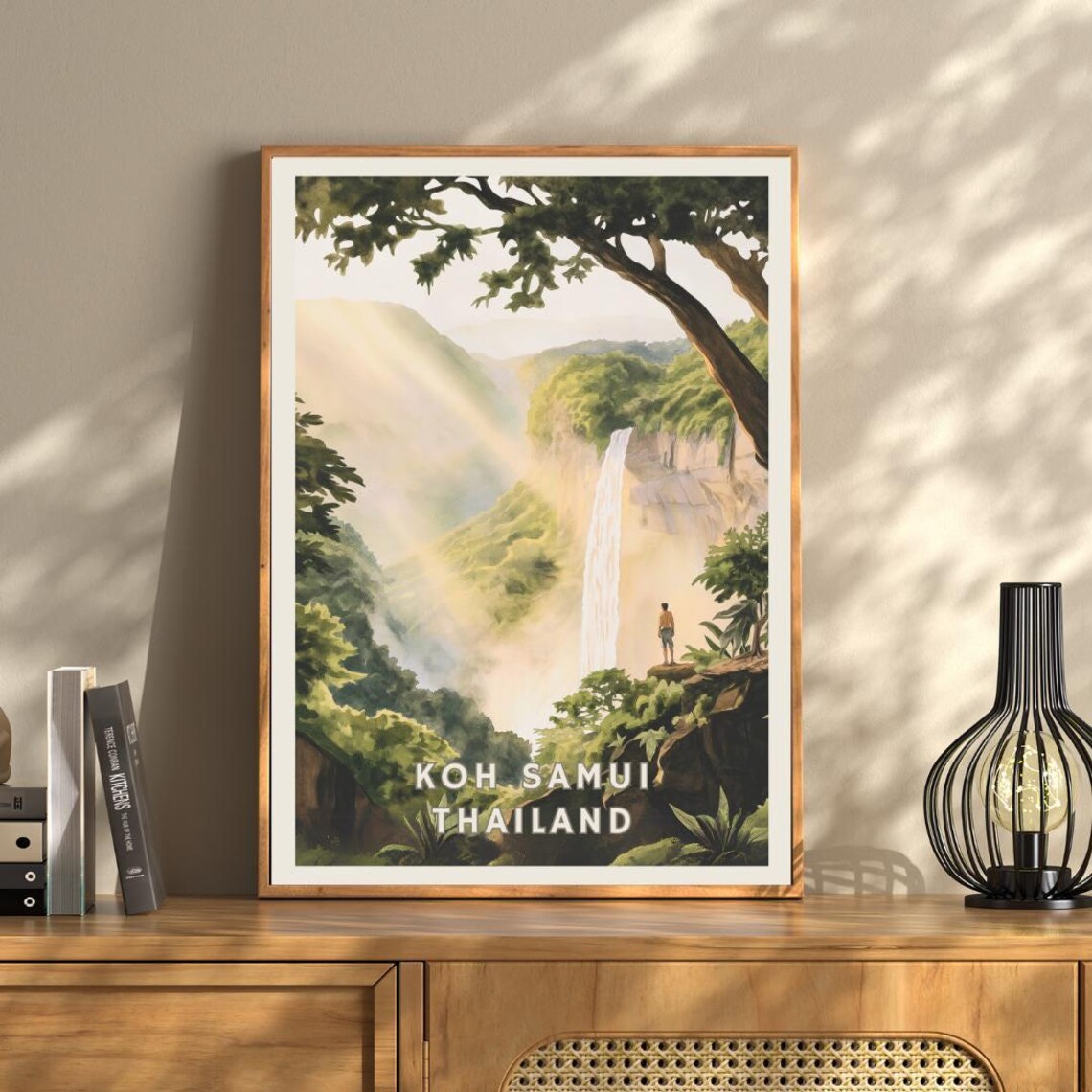 Koh Samui Thailand Travel Poster, Jungle Waterfall - Image 3