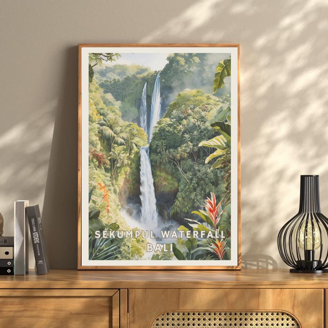 Sekumpul Waterfall Bali Travel Poster, Tropical Jungle - Image 3