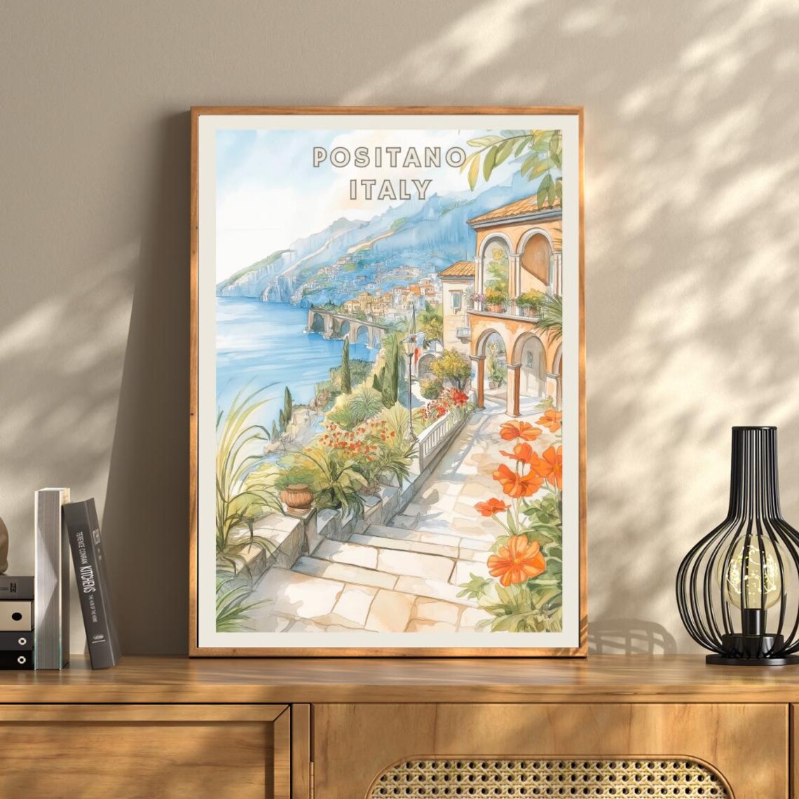 Positano Italy Travel Poster, Amalfi Coast Landscape - Image 3