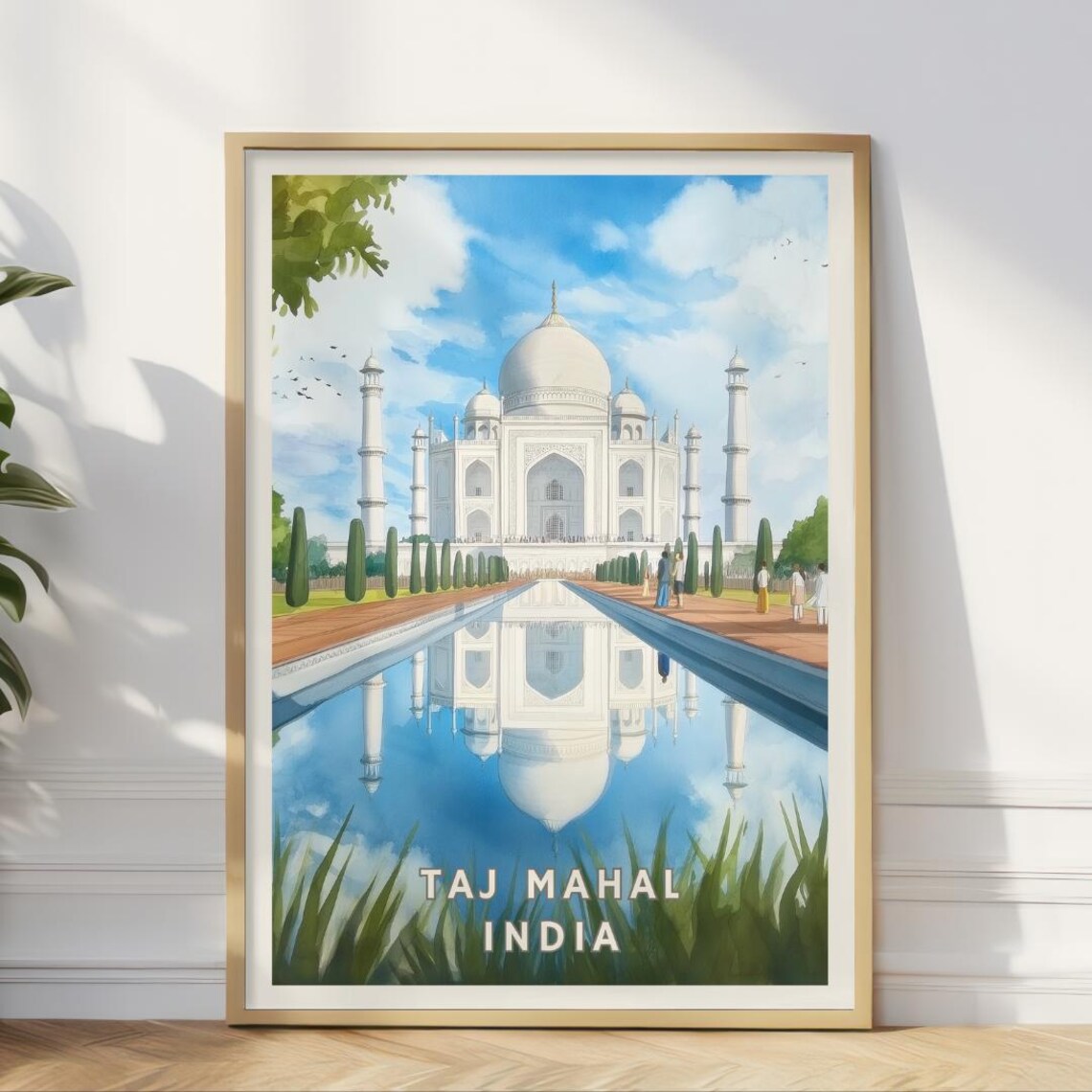 Taj Mahal India, Iconic Landmark Travel Poster