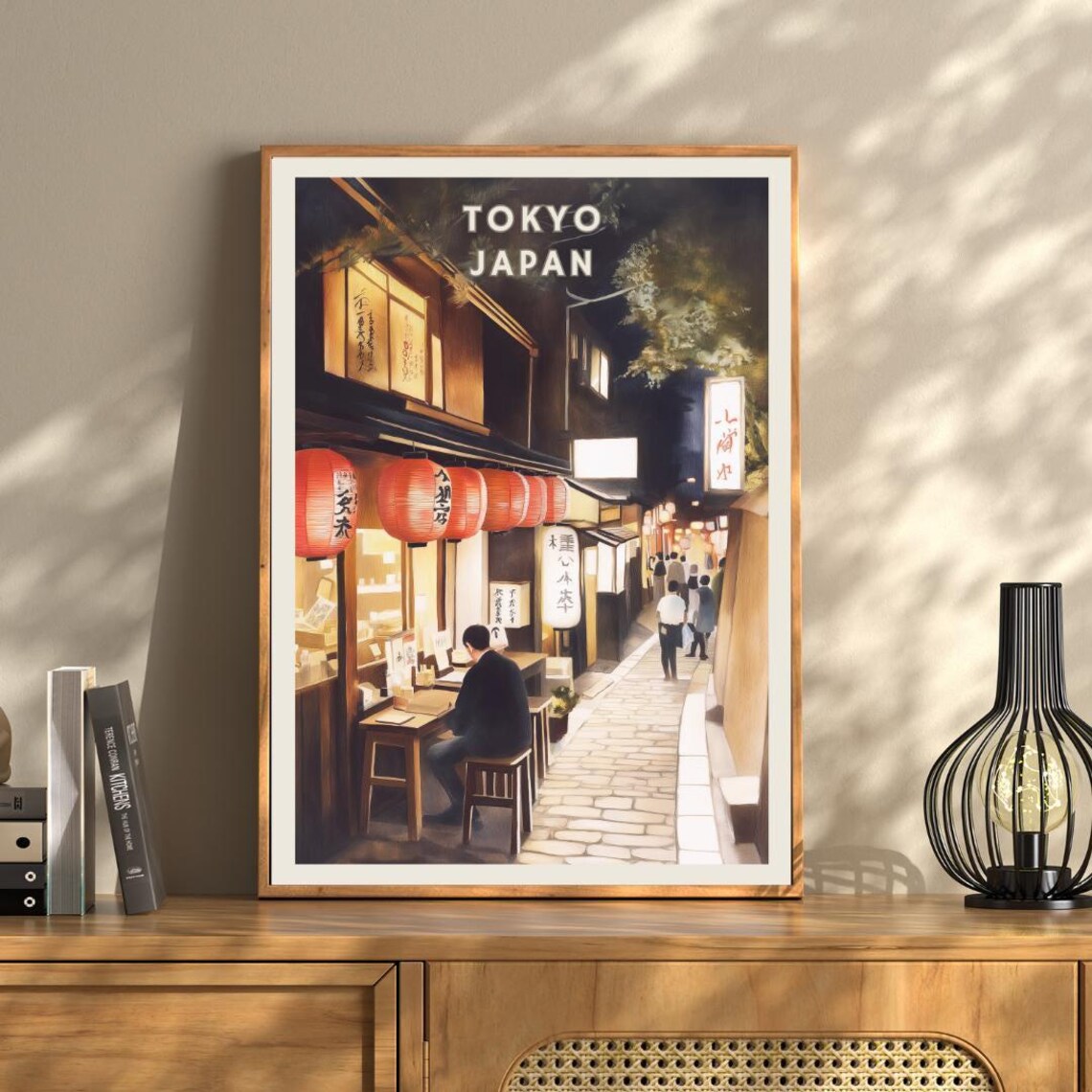 Tokyo Japan Travel Poster, Japanese Lantern Street - Image 3