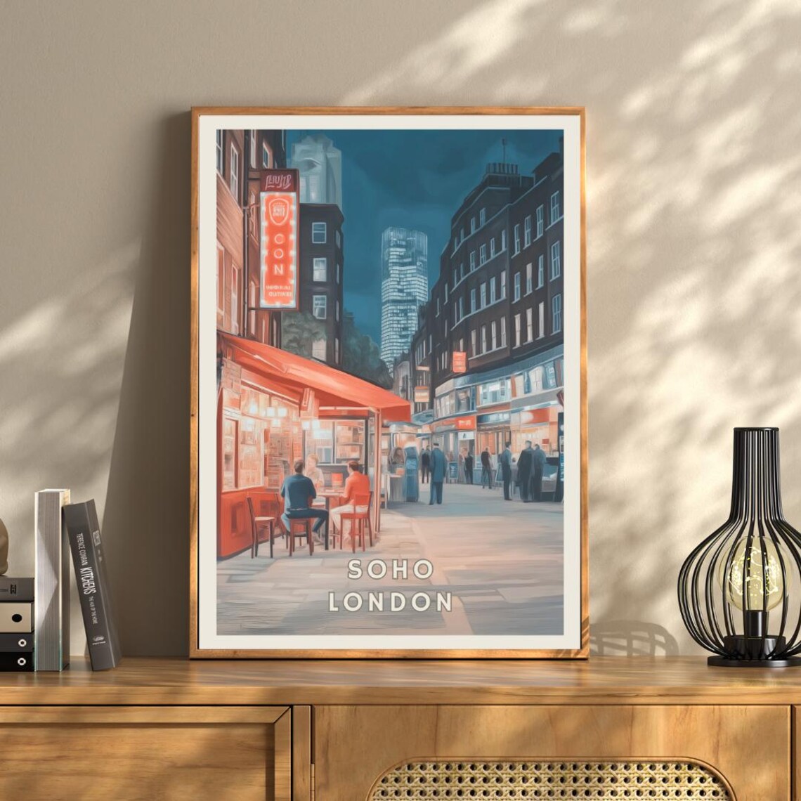 Soho London Vintage Travel Poster, Nightlife Street Scene - Image 3
