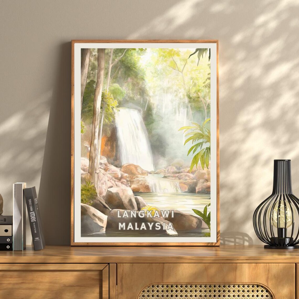 Langkawi Malaysia Travel Poster, Tropical Waterfall - Image 3