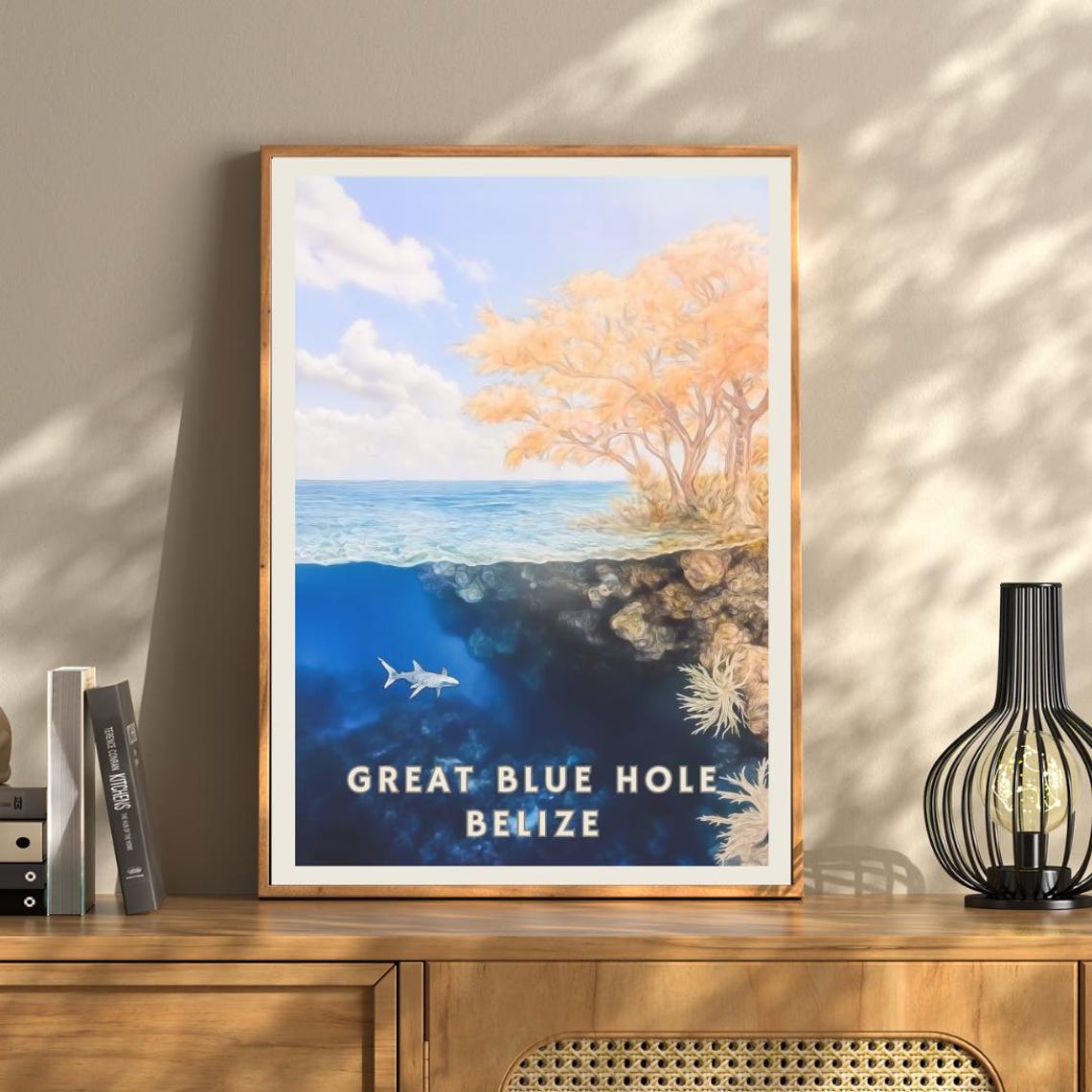 Great Blue Hole Belize Poster Underwater Nature Art Belize Diving Poster Tropical Ocean Wall Decor Belize Nature Print Travel Print - Image 3