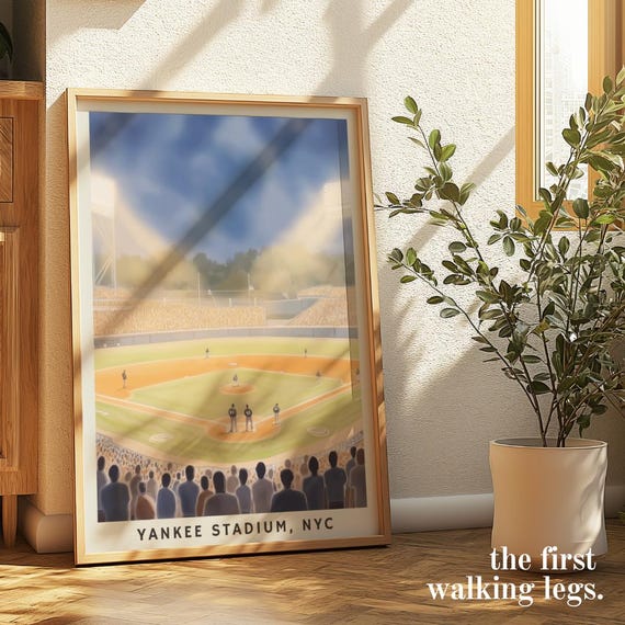 Yankee Stadium Poster Baseball Game Night Art Nyc Sports Decor