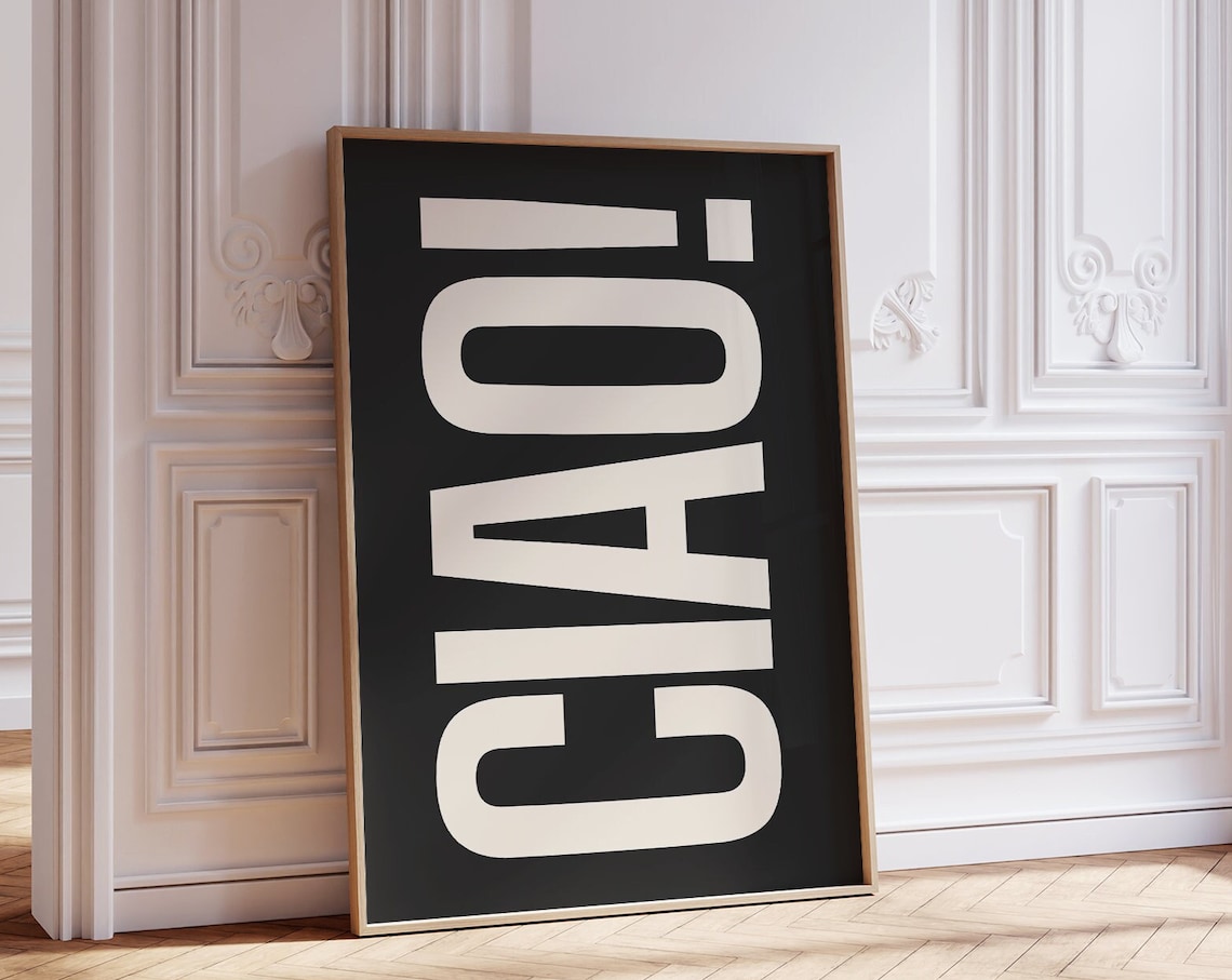 Ciao Retro Vintage Poster, Italy Bar Cart Art