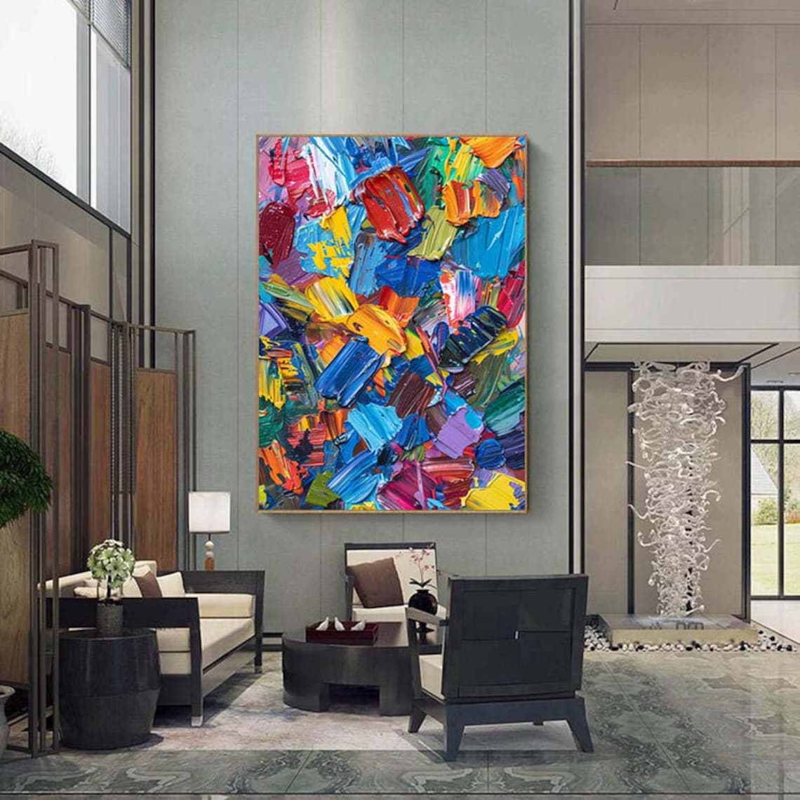 Knife Painting Abstract Texture Art Print, Colorful - Image 3