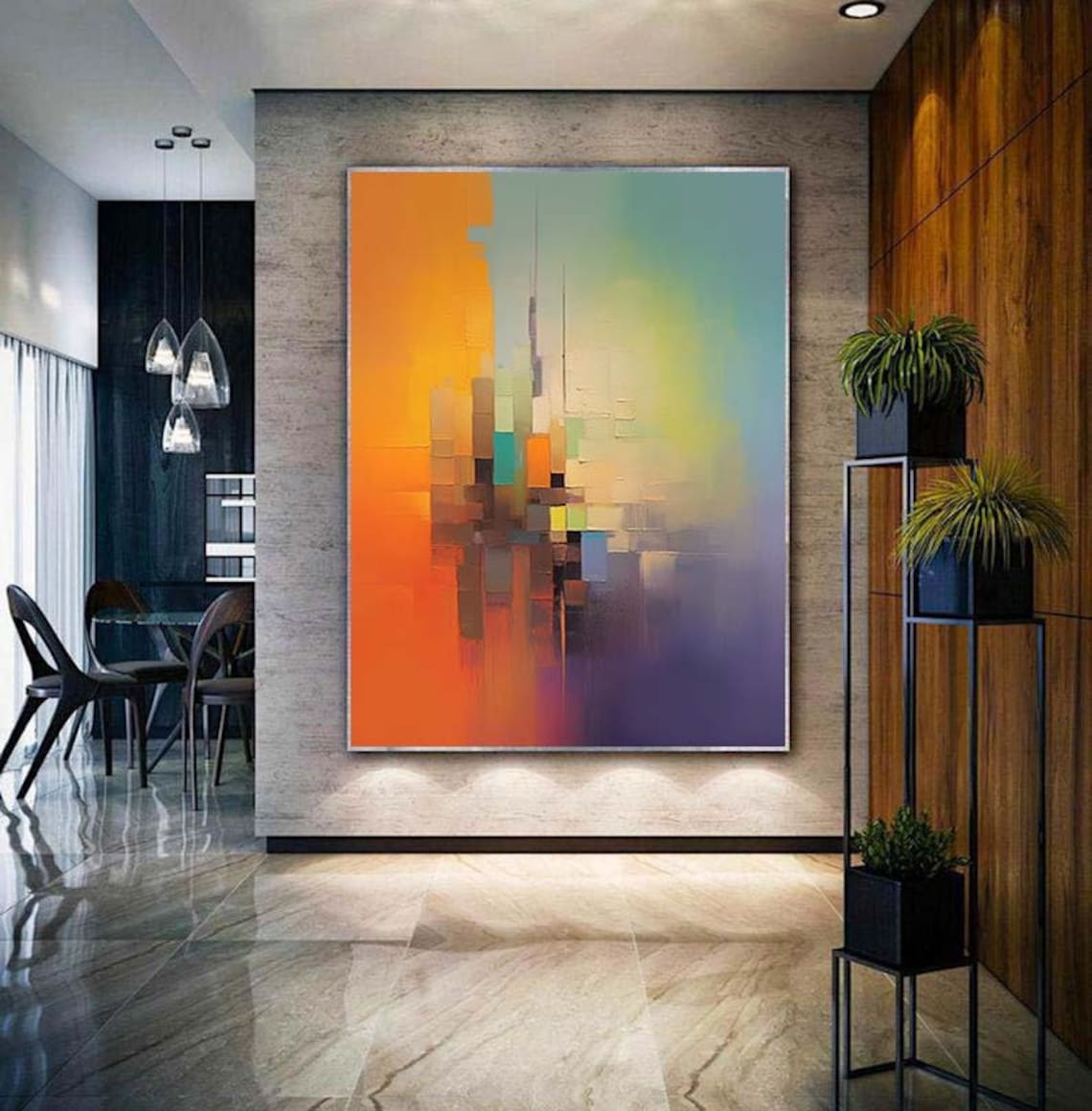 Rainbow Geometric Abstract Art Print, Living Room - Image 3