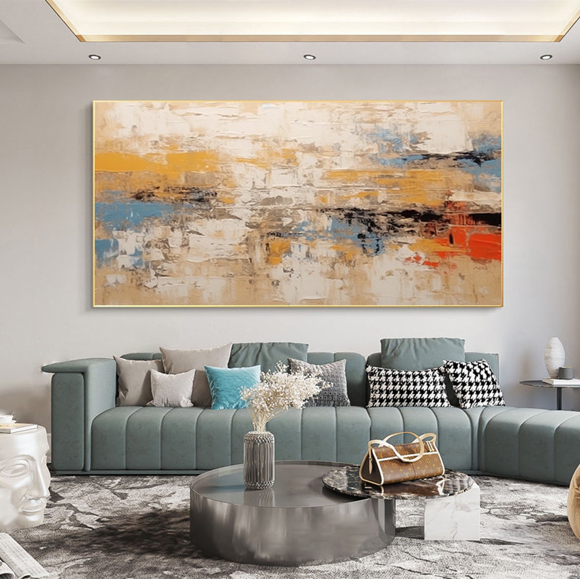Warm Earthy Beige Orange Abstract Oil Painting Neutral Decor Poster - Image 7