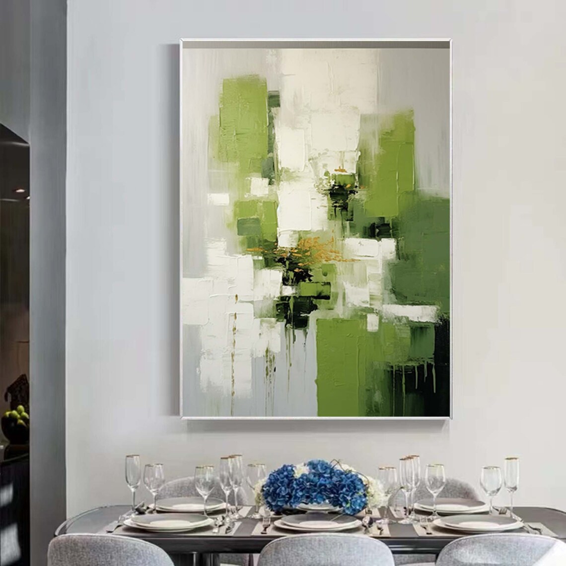 Green Abstract Oil Painting Original Green Painting Green Texture Painting Large Textured Art Modern Green Wall Art Green Painting - Image 2