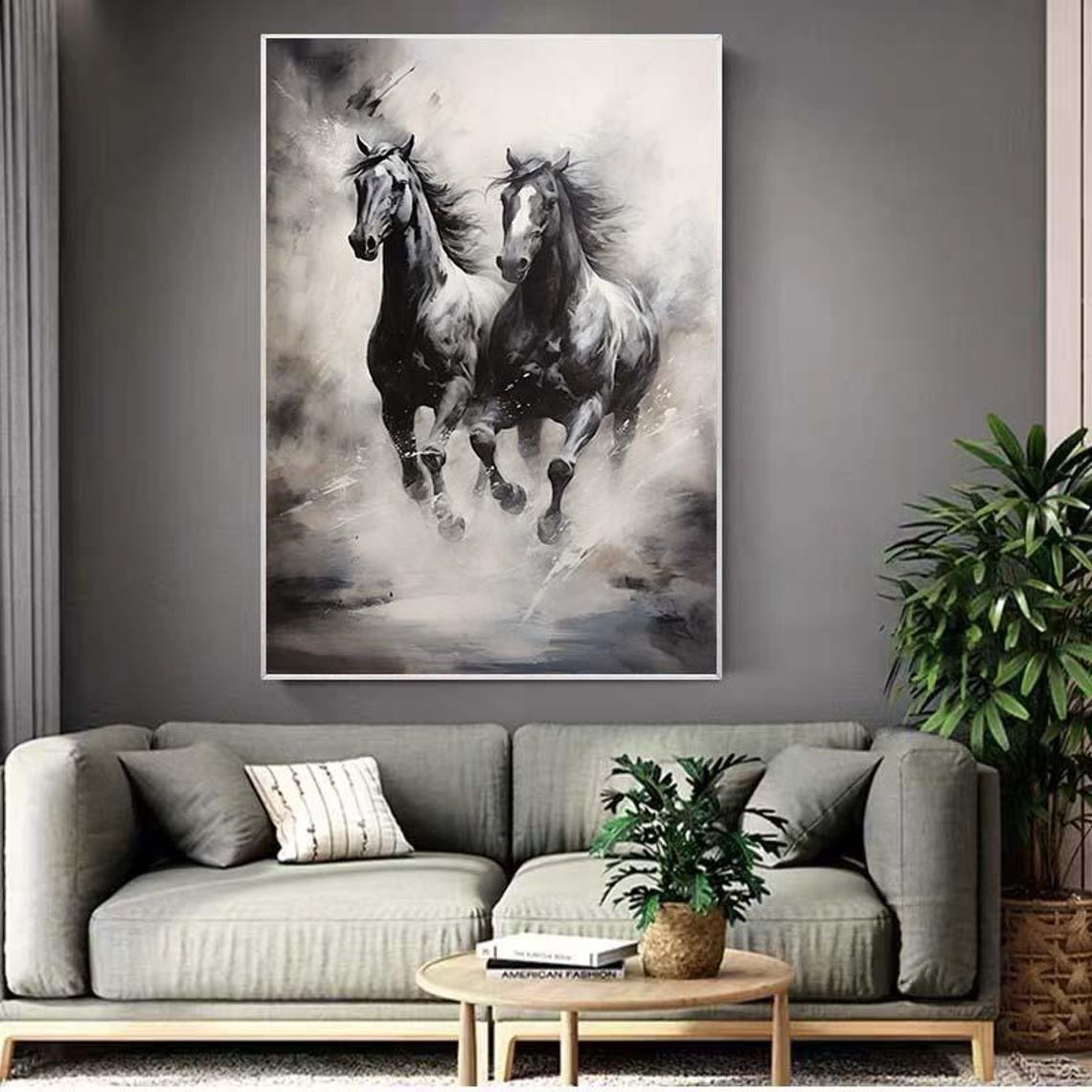 Large Impressionist Horse Oil Painting On Horse Oil Painting Horse Wall Art Horse Abstract Painting Running Horse Painting Home Decor - Image 3