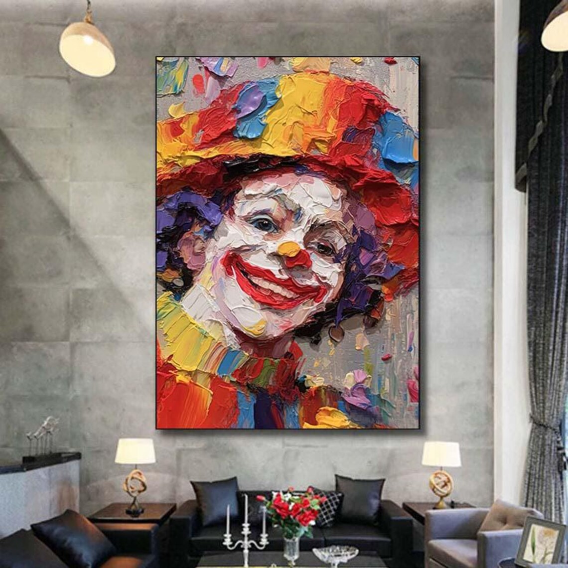 Colorful Clown Portrait Knife Painting Circus Face Art Poster - Image 7