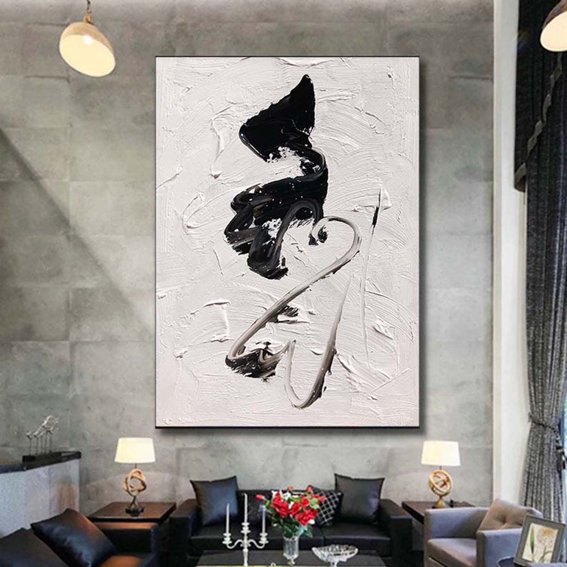Single Black Calligraphy Brushstroke on White Minimal Poster - Image 7