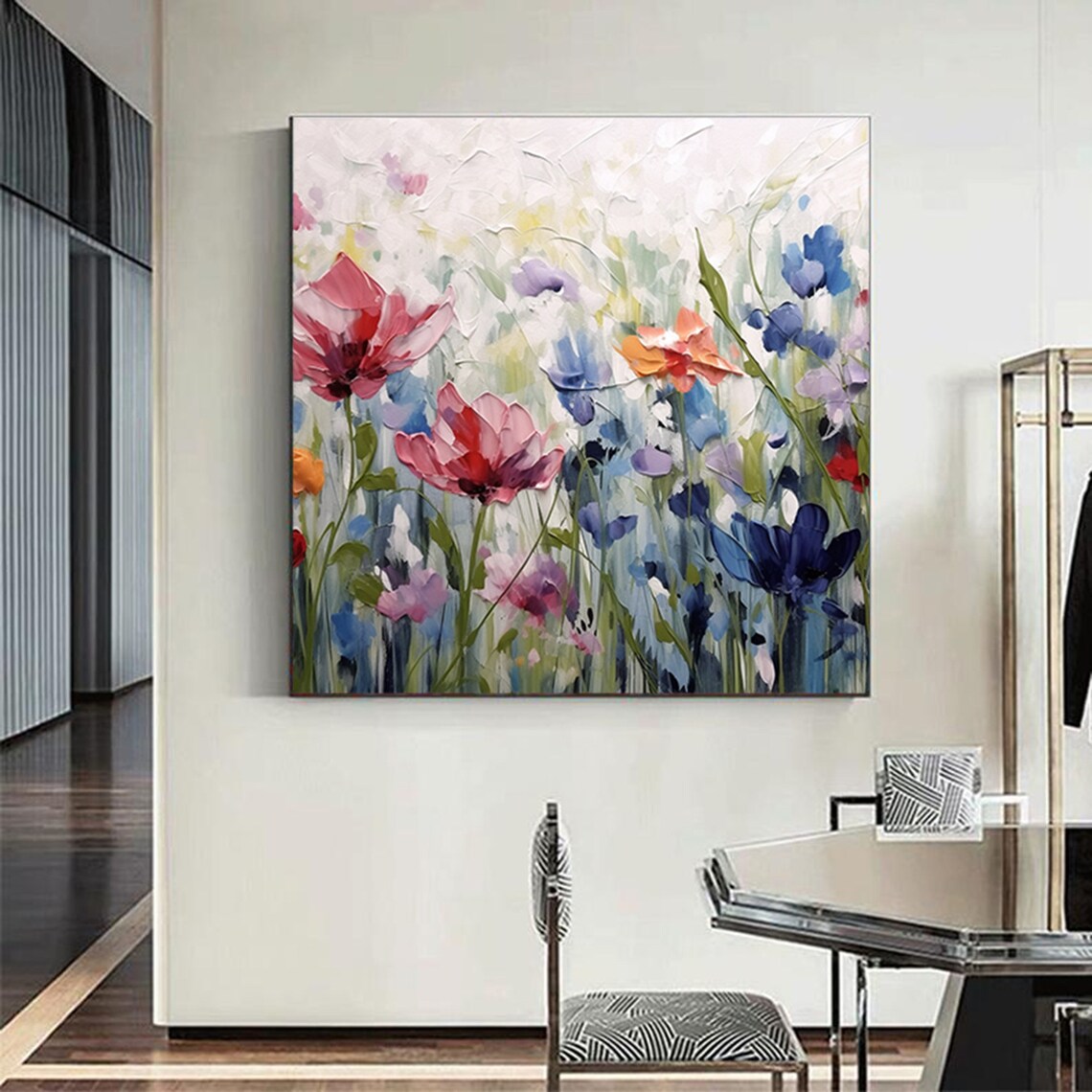 Abstract Flower Oil Painting, Boho Bedroom Art Print - Image 6