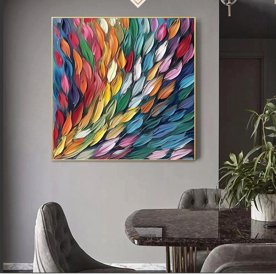 Abstract Feather Oil Painting, Colorful Living Room Art Print - Image 5