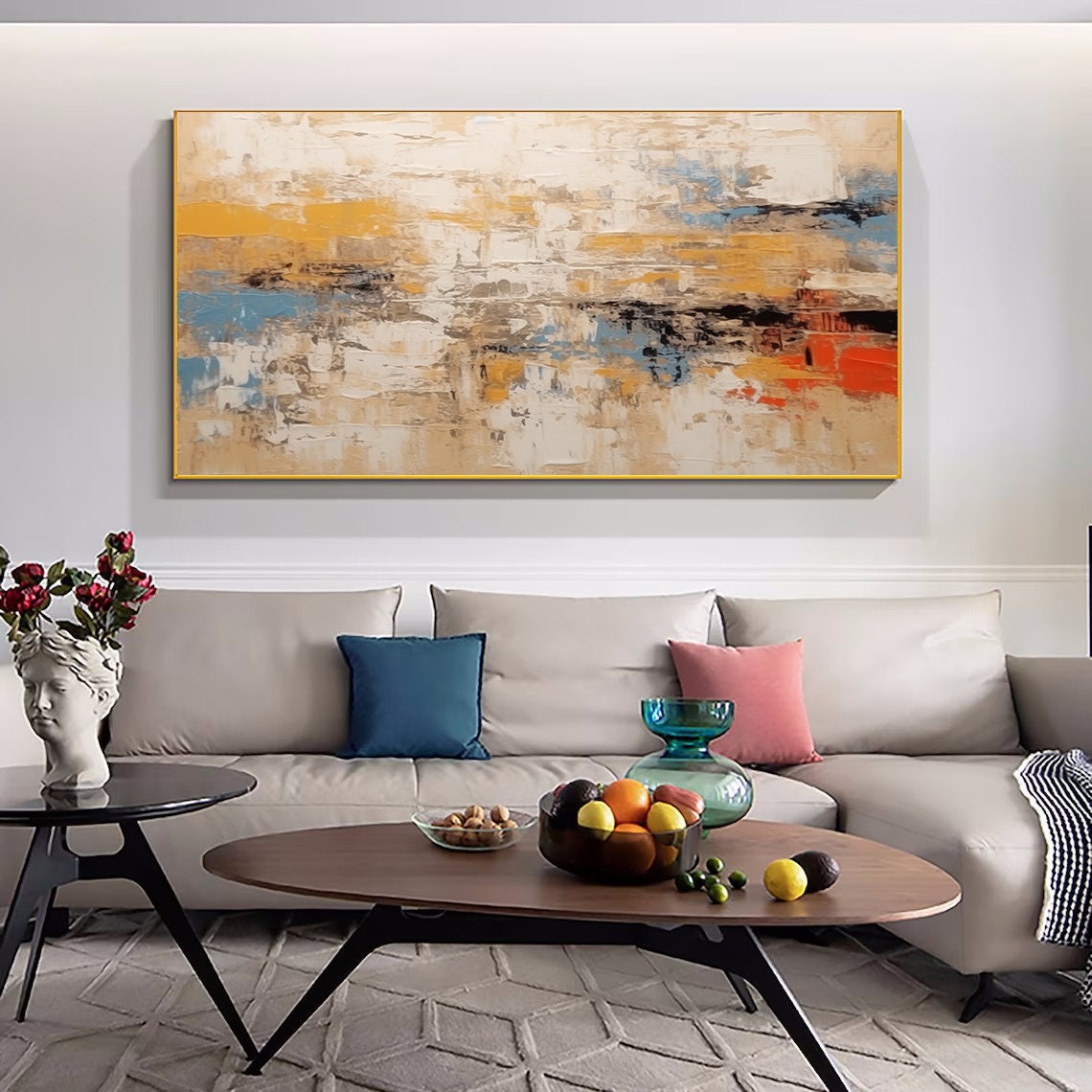 Warm Earthy Beige Orange Abstract Oil Painting Neutral Decor Poster - Image 2