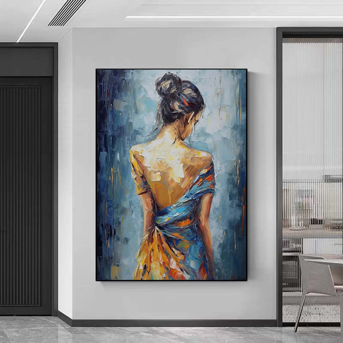 Back View Woman Oil-Painting Art Print, Vintage - Image 4
