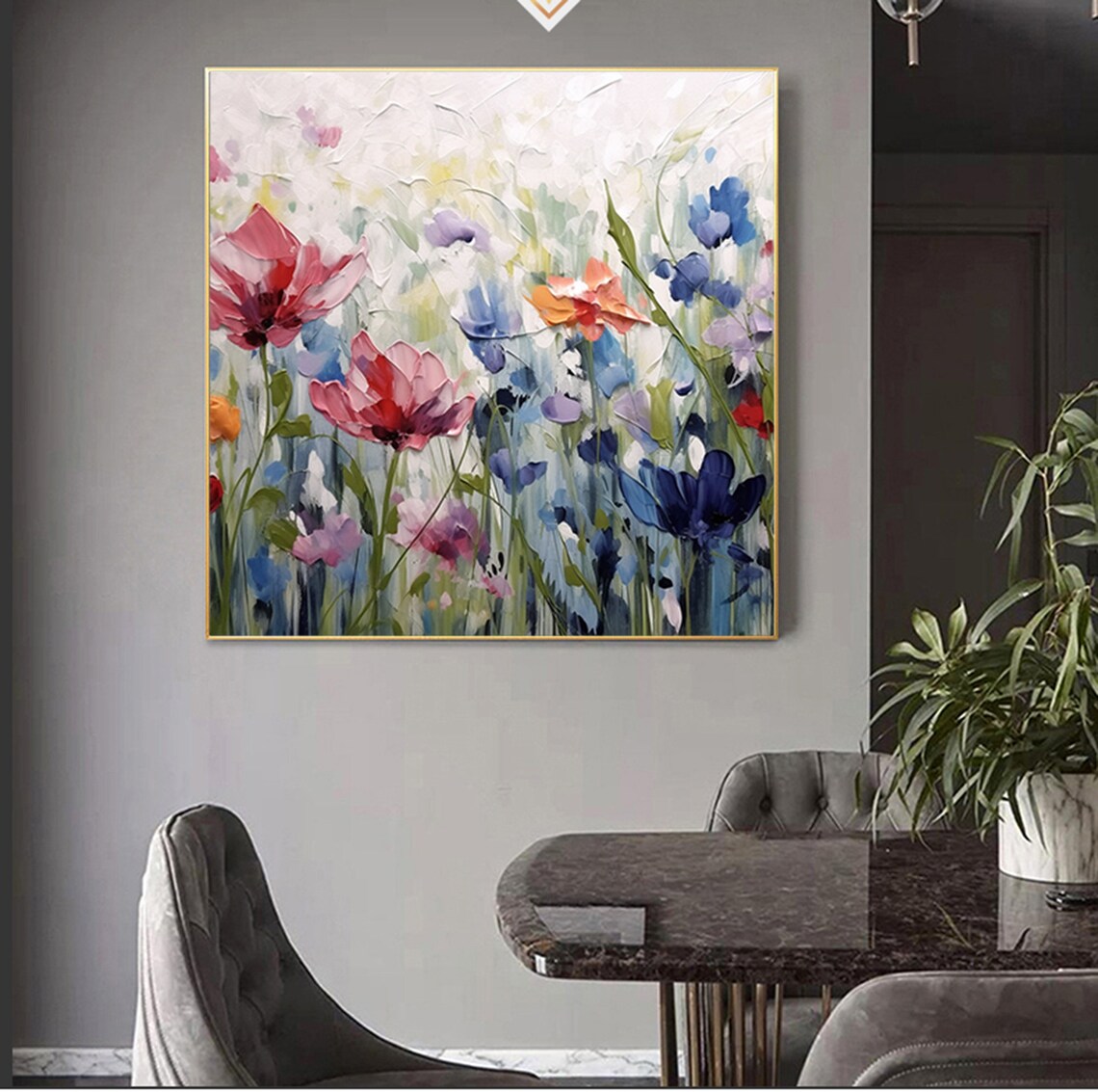 Abstract Flower Oil Painting, Boho Bedroom Art Print - Image 5