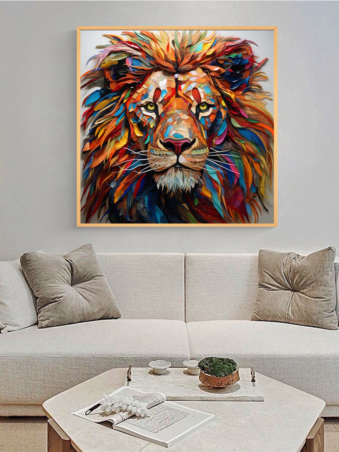 3D Lion Abstract Oil Painting Art Print for Living Room - Image 4