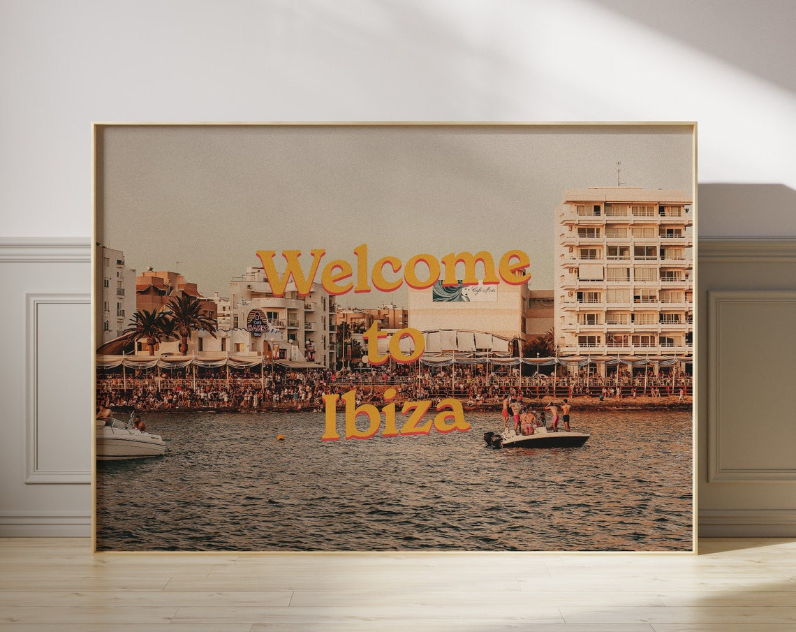 Welcome To Ibiza Vintage Beachfront Crowd Retro Summer Photo Poster