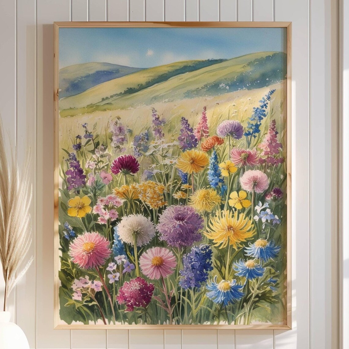 Wildflower Meadow Landscape Watercolor Painting Botanical Art Poster - Image 4