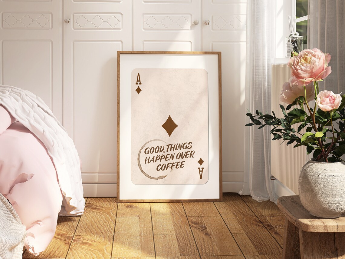 Good Things Happen Over Coffee Retro Kitchen Art Print - Image 3