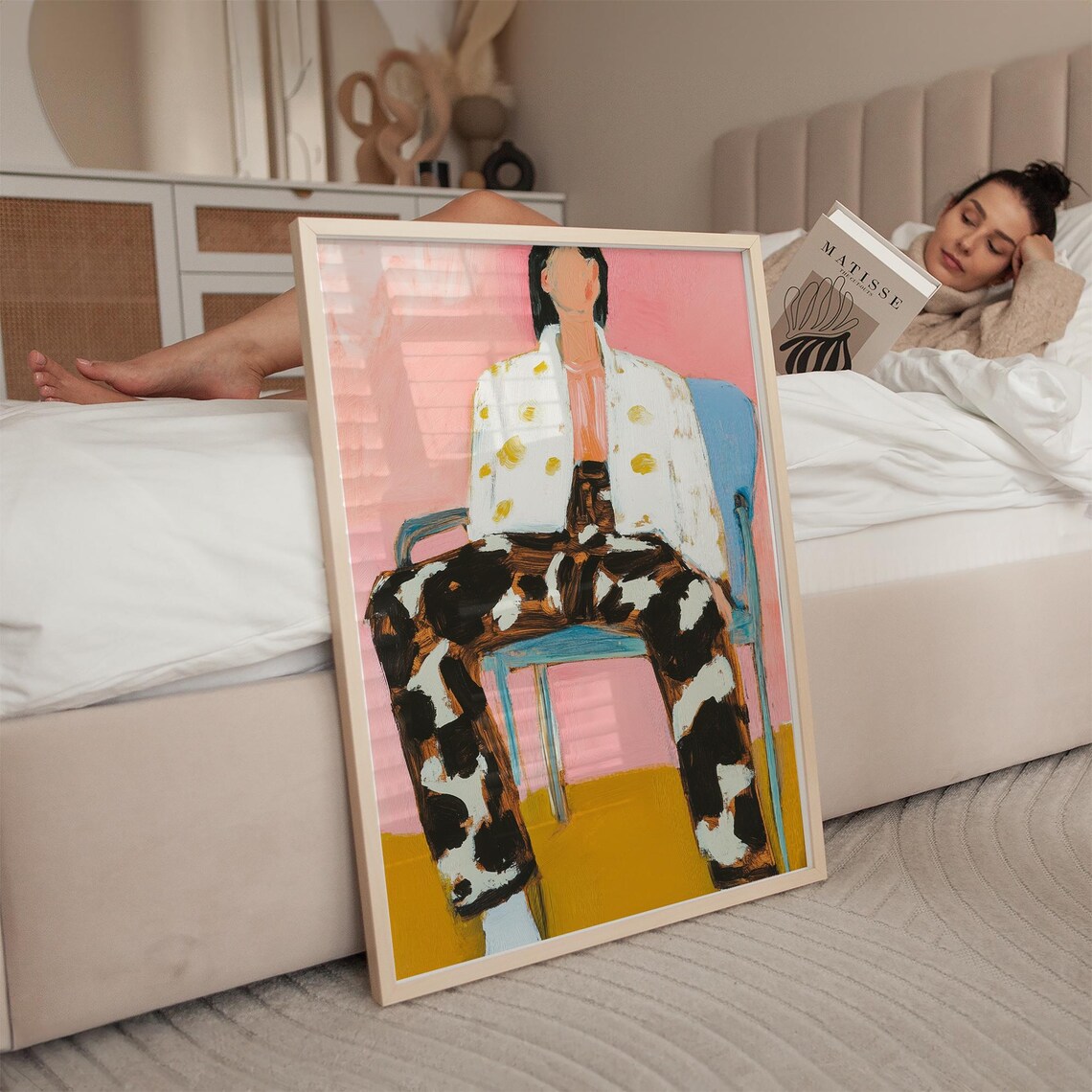 Playful Abstract Portrait With Animal Print Pants - Image 2