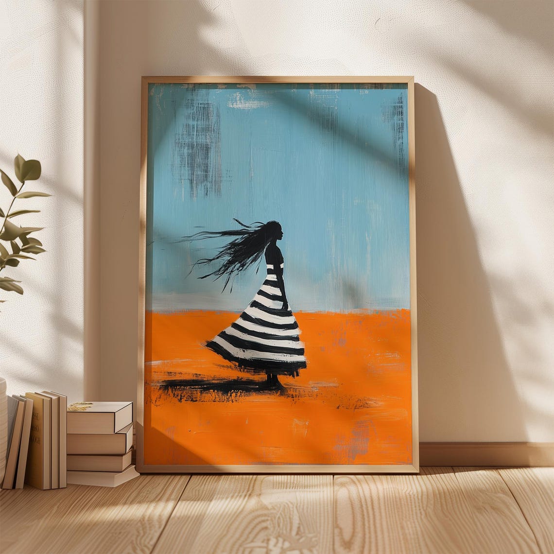 Silhouette Woman In Striped Dress Vibrant Abstract Wall Art Bold Artwork For Modern And Colorful Interiors - Image 5