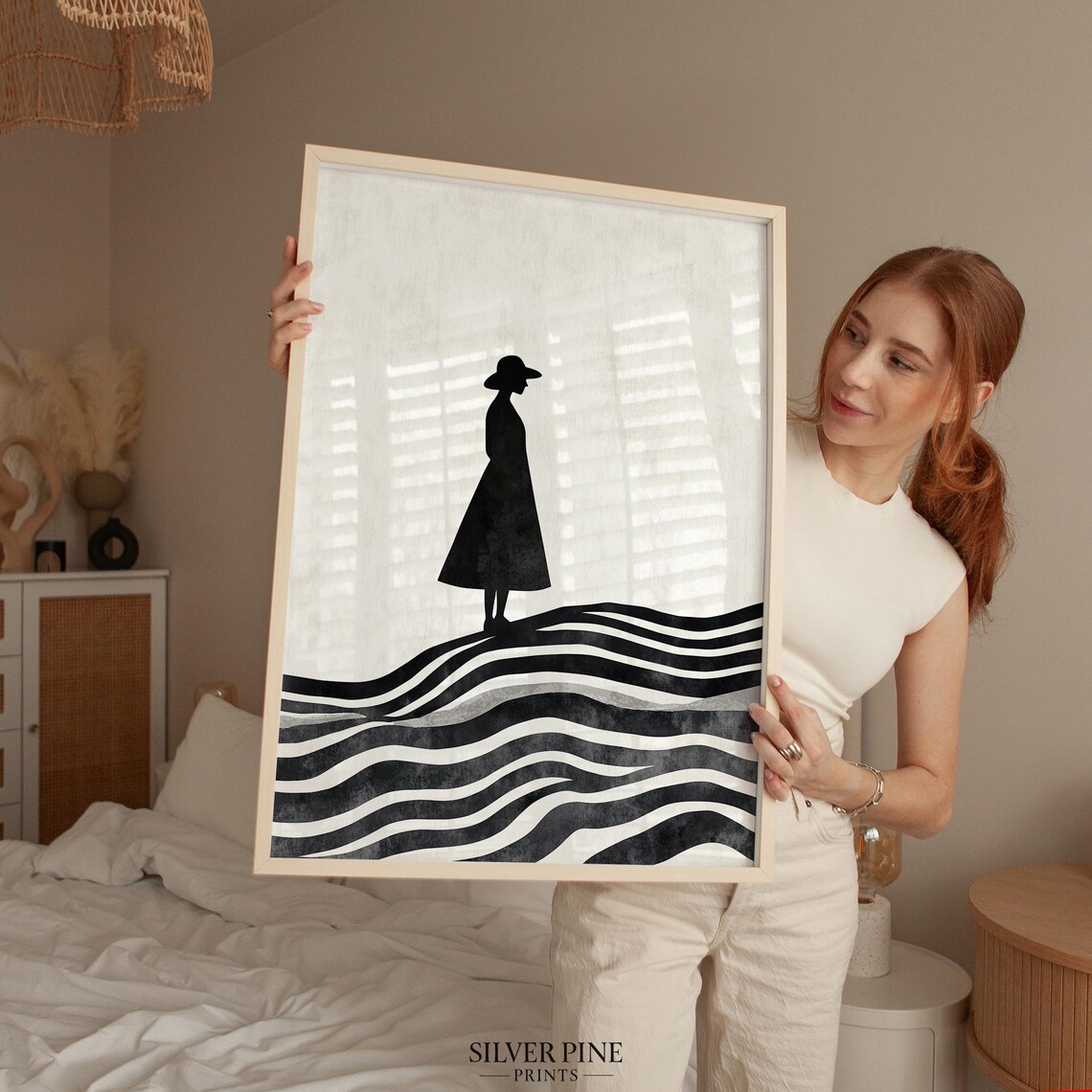 Minimalist Woman Silhouette, Abstract Landscape Decor - Image 5