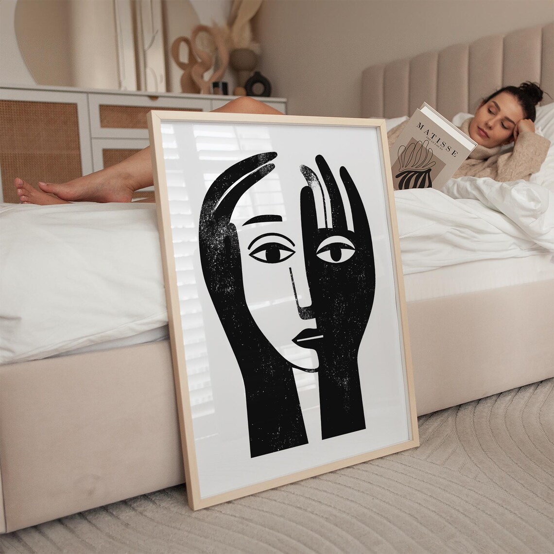 Abstract Face Art Print, Minimalist Contemporary Decor - Image 5