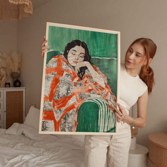 Abstract Woman Portrait With Bold Colors And Textures Striking Wall Art For Art Lovers Vibrant Contemporary Artwork For Unique Spaces