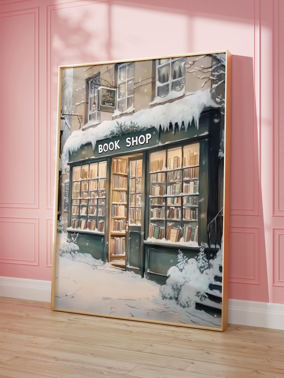 Vintage Winter Bookshop Christmas Reading Nook - Image 3
