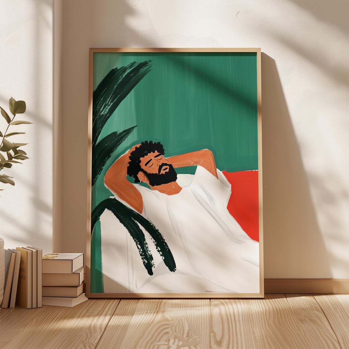 Relaxed Man Portrait, Modern Minimalist Painting
