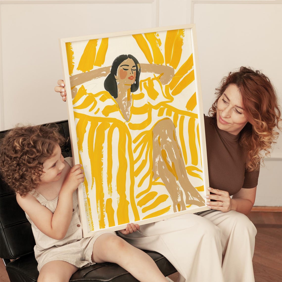 Yellow Abstract Woman Art Print, Minimalist Portrait - Image 3