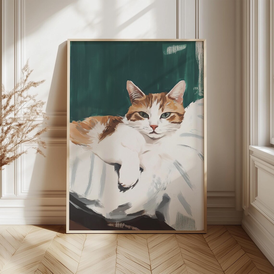 Tabby Cat Art Print, Minimalist Pet Decor