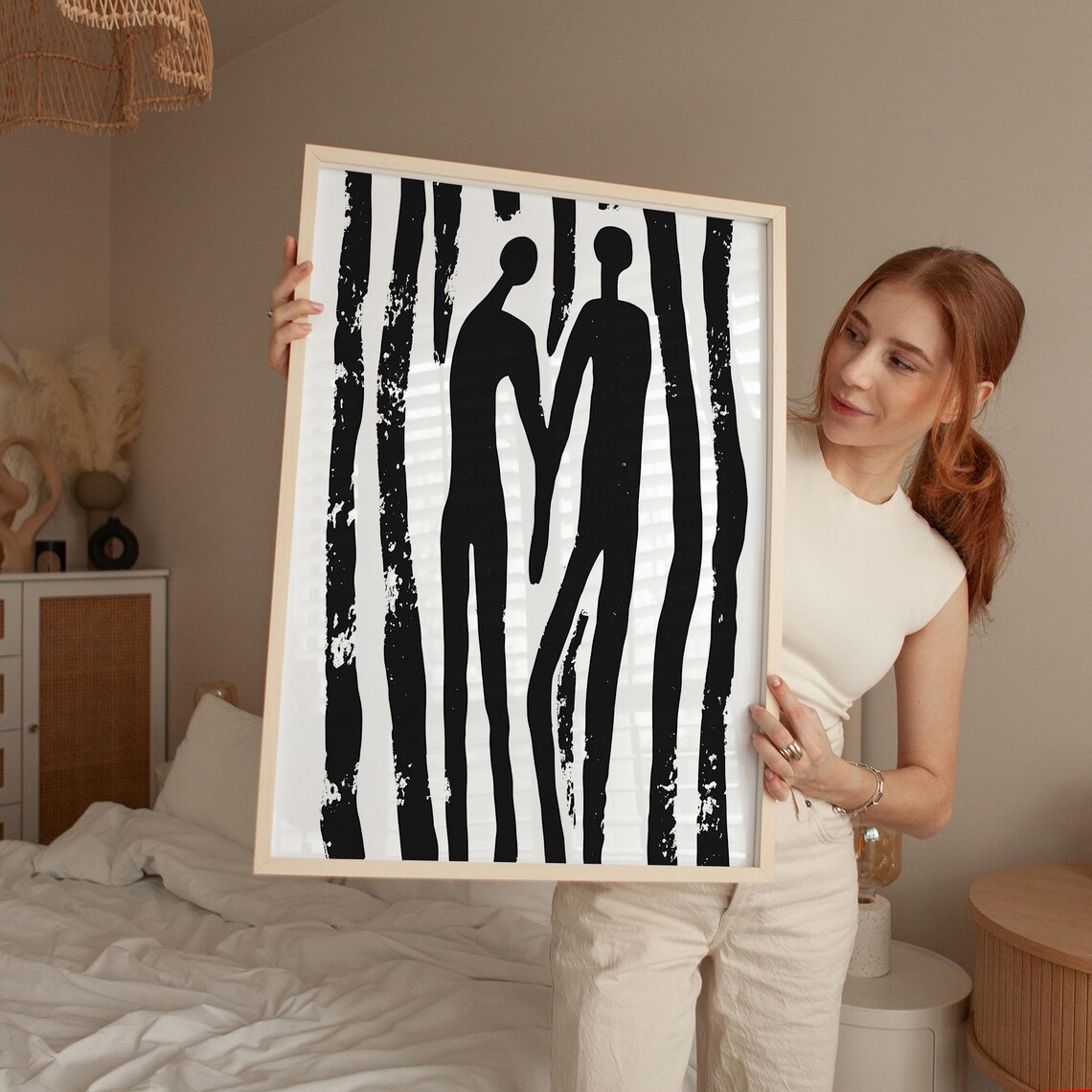 Abstract Couple, Minimalist Hand In Hand Silhouettes - Image 5