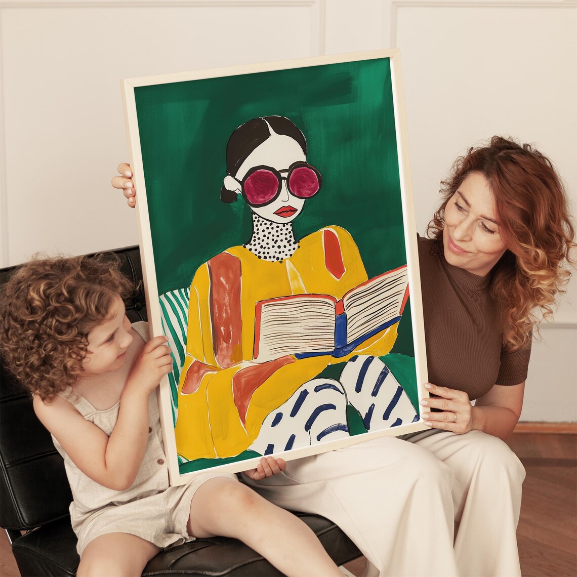 Colorful Reading Woman with Sunglasses Book Lover Art Poster - Image 4