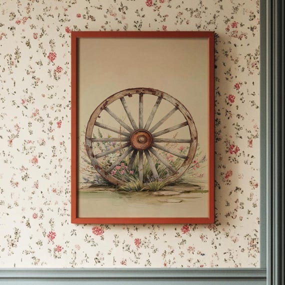 Rustic Wagon Wheel With Wildflowers