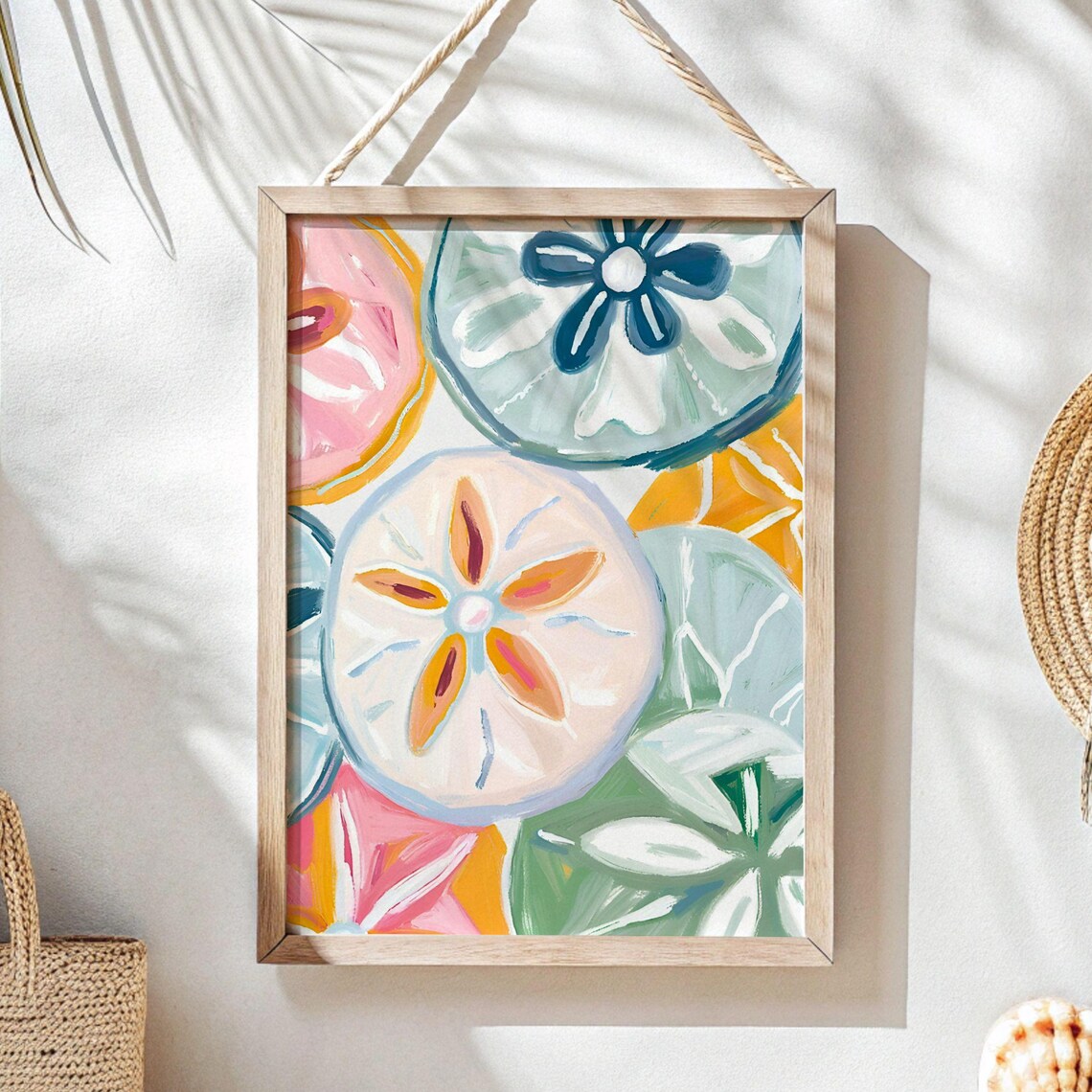 Sand Dollars Colorful Pastel Coastal Art Print