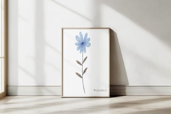 Blue Watercolor Flower Png Floral Clipart Transparent Background Botanical Illustration For Wall Art Design