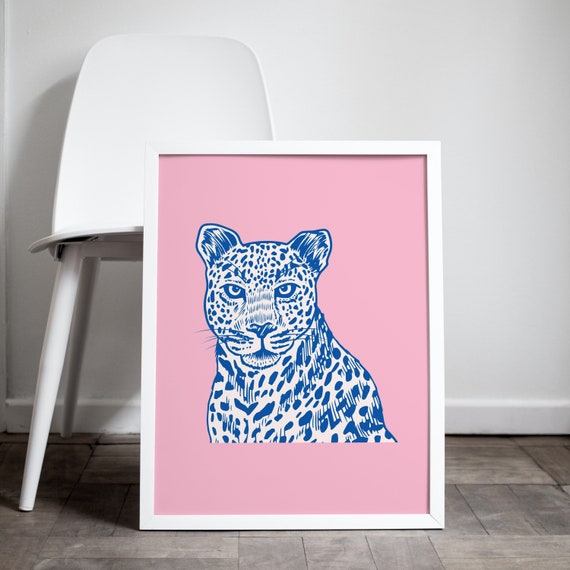 Y2K Colorful Retro Leopard Animal Bedroom Art Print