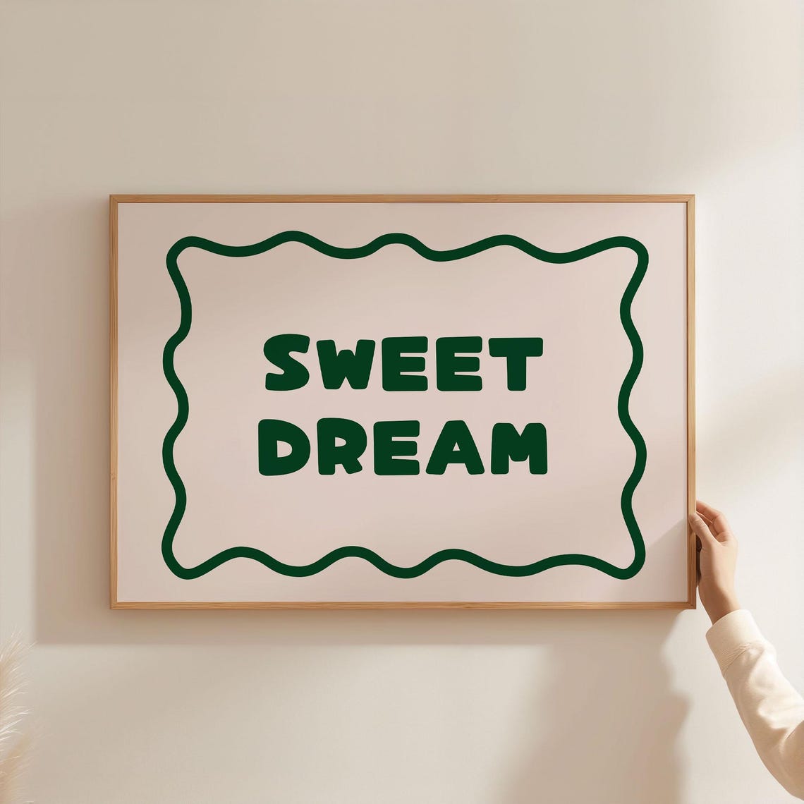 Sweet Dream Green Wavy Typography Bedroom Affirmation Wall Poster