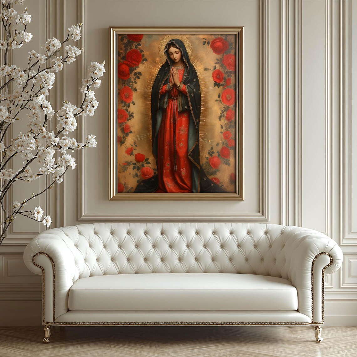 Our Lady Of Guadalupe With Red Roses Traditional Marian Catholic Devotion Poster - Image 4