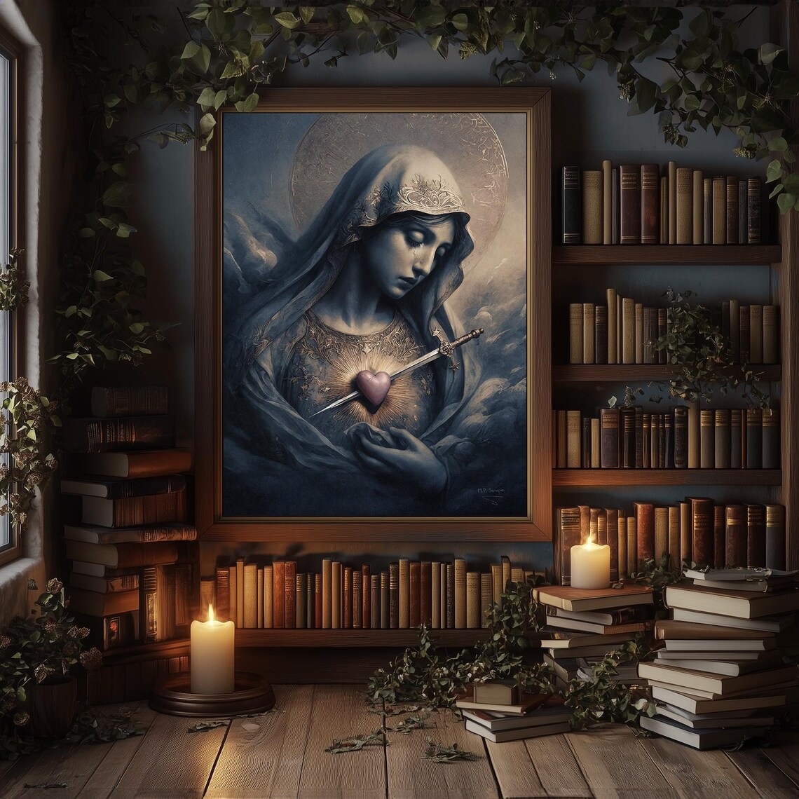 Mater Dolorosa Our Lady Of Sorrows Pierced Heart Dark Moody Gothic Poster - Image 6