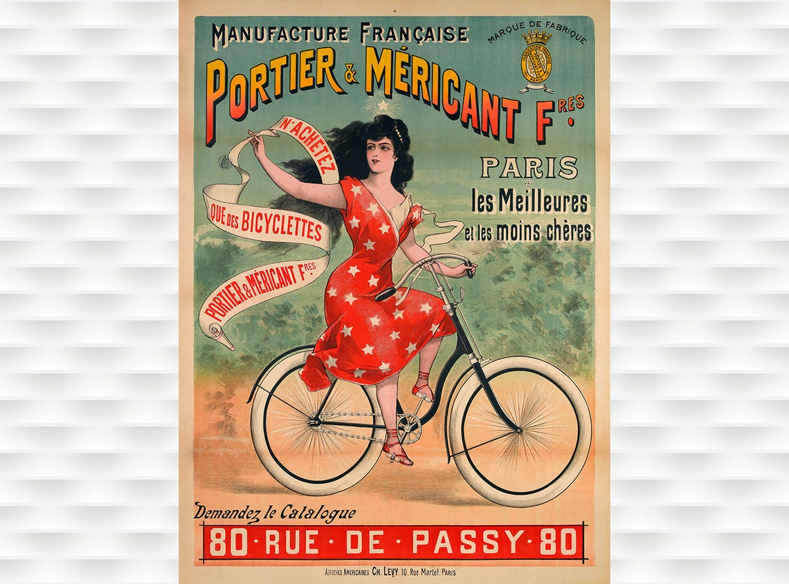 Portier Mericant Paris Vintage Classic Bicycle Advertising Poster