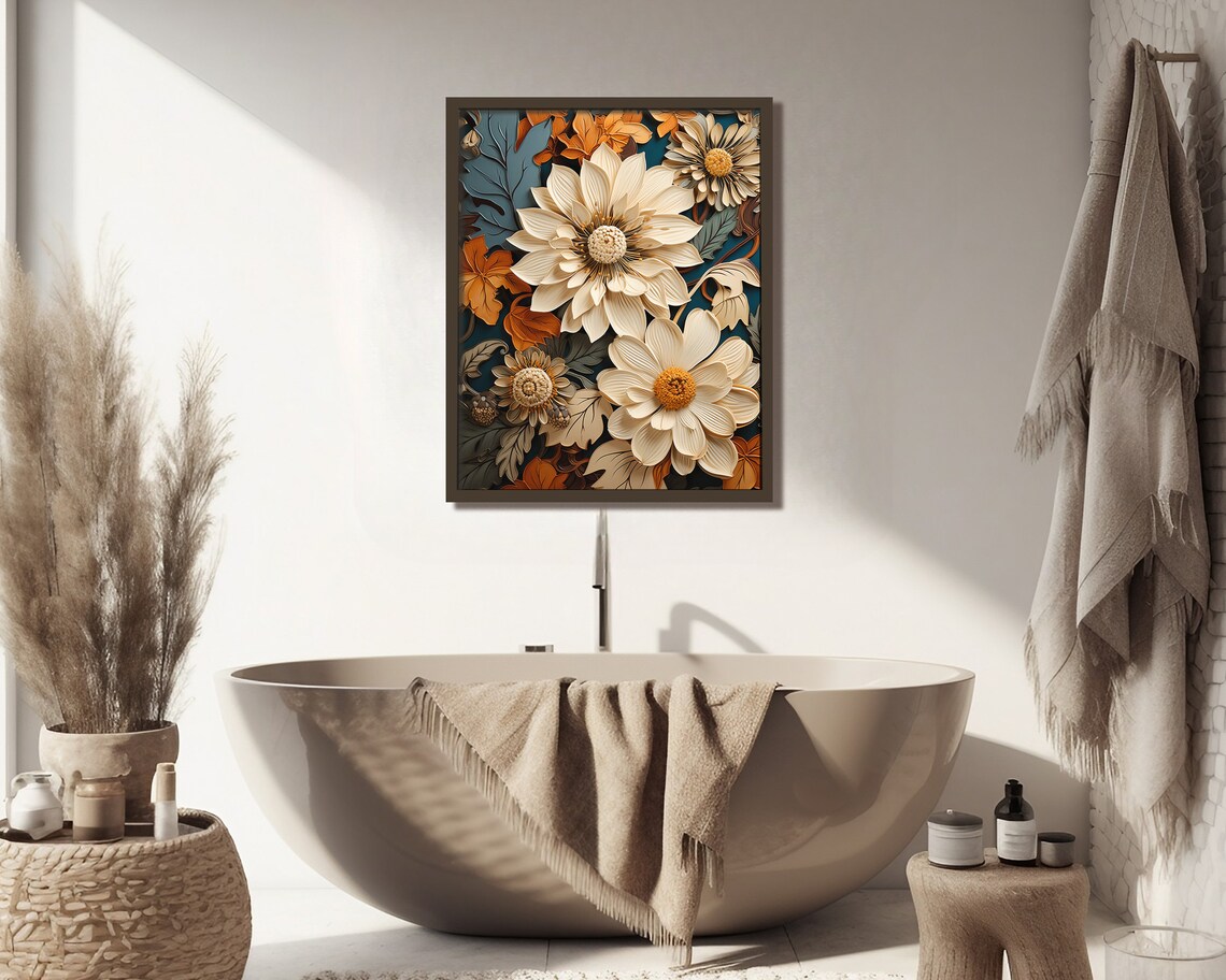 Boho Floral Botanicals, Neutral Wall Art Print - Image 2